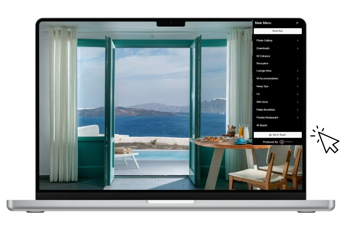 Virtual tour με διαδραστικό μενού πλοήγησης σε desktop - παραγωγή Vivestia VR Productions