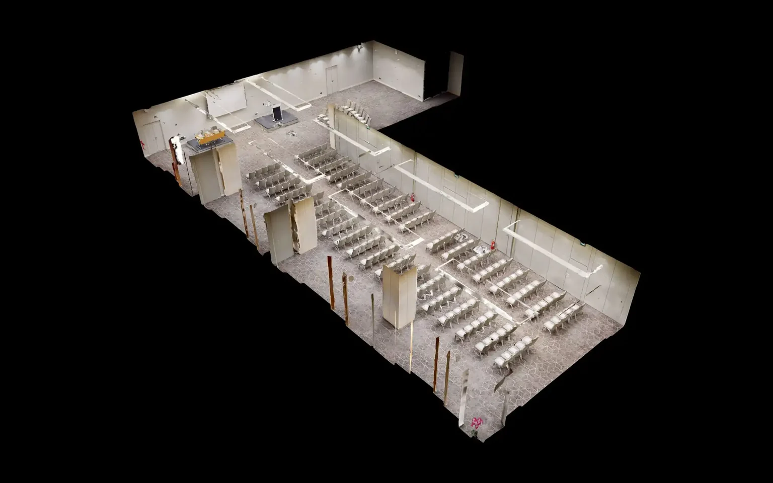 3D dollhouse view of a commercial interior digital twin captured by Vivestia Creations
