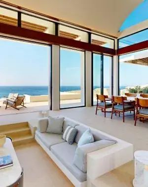 Villa living room with sea view