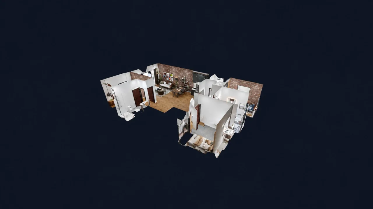 3D floor plan of an apartment created from floor plans