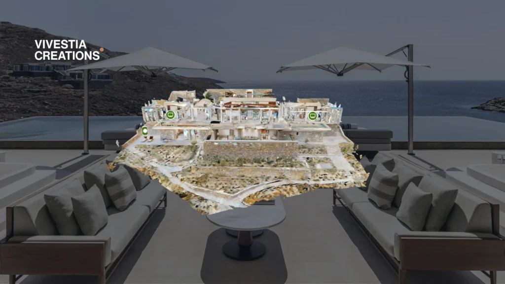 One&Only Kéa Island 3D Virtual Tour shown as a dollhouse view