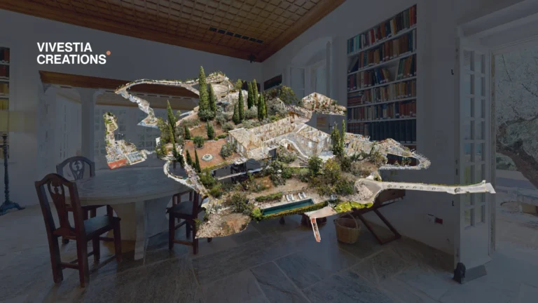 Patrick & Joan Leigh Fermor House 3D Virtual Tour shown as a dollhouse view