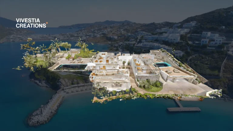 Santa Marina Mykonos 3D Virtual Tour shown as a dollhouse view