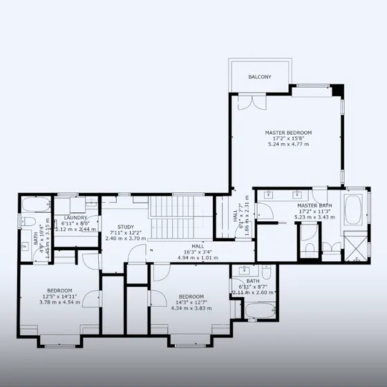 2D floor plan with room names and dimensions