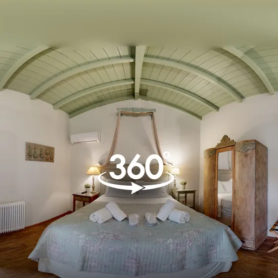 360 degree picture of a bedroom for social media
