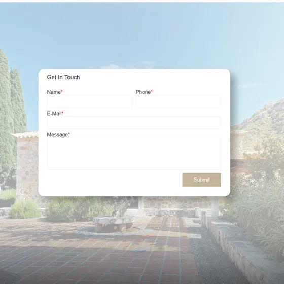 Enquiry form pop-up shown inside a 3D tour
